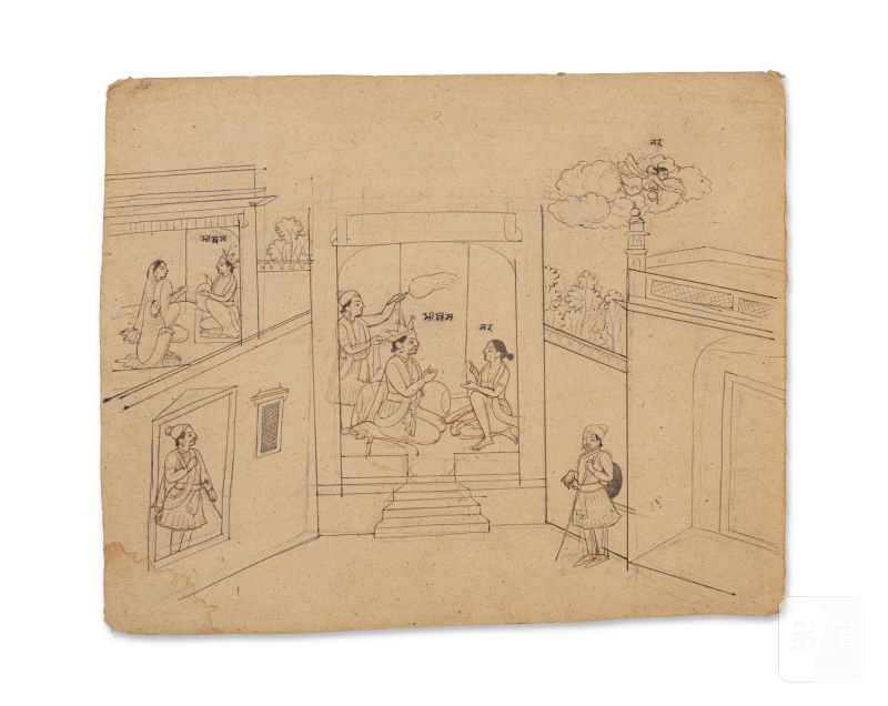A group of nineteen drawings depicting the abduction of Rukmini by Krishna, India, Guler or Kangra, Late 18th / Early 19th century - 图18